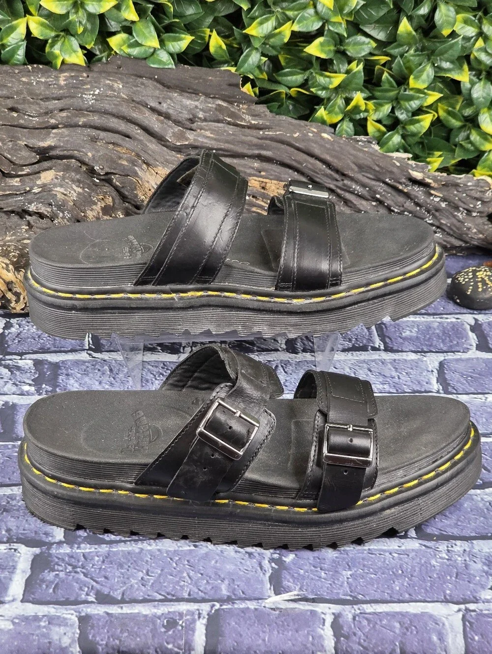 Dr. Martens Myles Brando Leather Buckle Slide Sandals